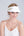 White Paper Straw Visor with Gold Metal Chain Embellishment