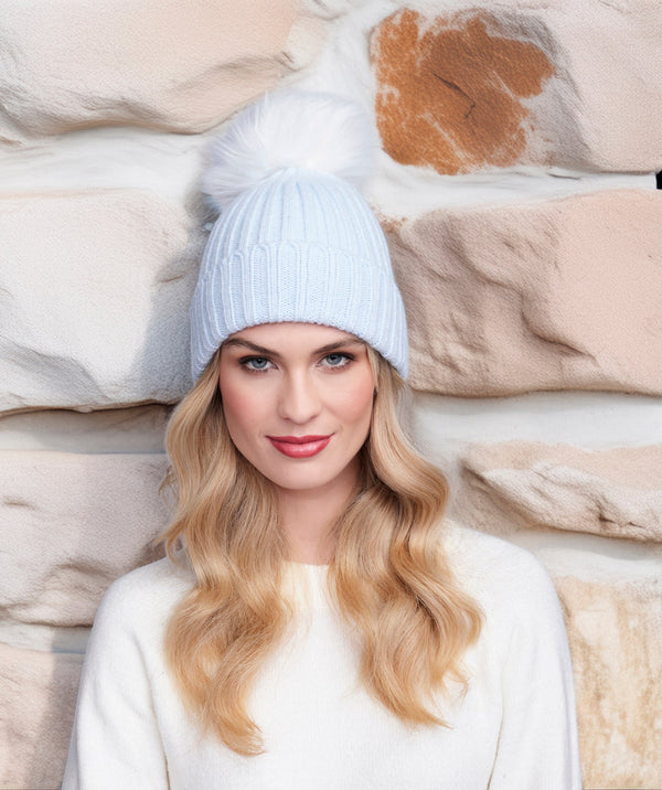 Kiara - Faux Fur Trim Beanie Hat