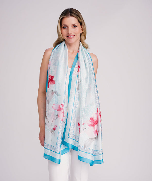 Libbie - Floral Satin Silk Scarf