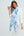 Blue Floral Printed Oblong Scarf with Raw Edging