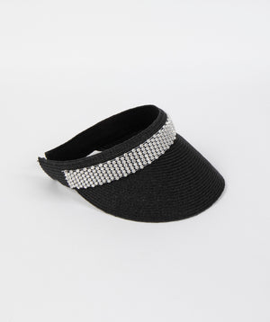 Black Headband Style Visor with Diamante Embellished Band