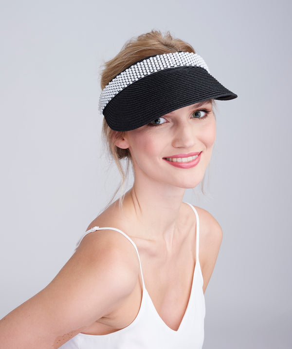 Black Headband Style Visor with Diamante Embellished Band