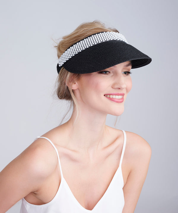 Black Headband Style Visor with Diamante Embellished Band