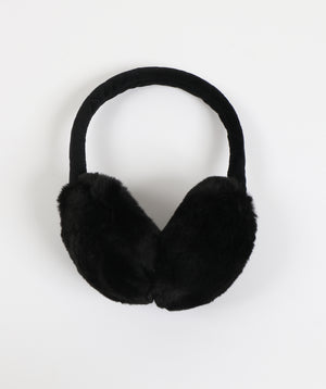 Black Eco Faux Fur Ear Muffs with Elasticated Headband