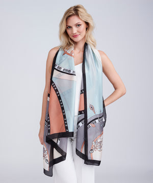 Mint Soft Print Scarf with Frayed Hems