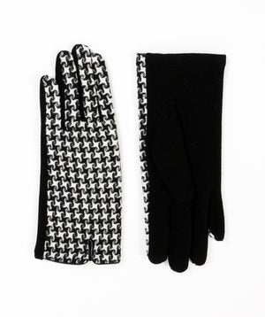 Black Houndstooth Pattern Gloves with Super Soft Lining