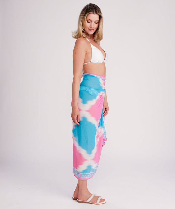 Miami - Turquoise Pink Diamond Beach Sarong