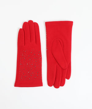 Rhinestone Chrystals Faux Suede Gloves | Luxury Warmth, Ready Stock