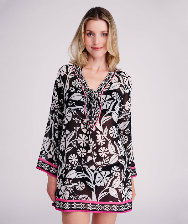 Mykonos Cover up - Black/White