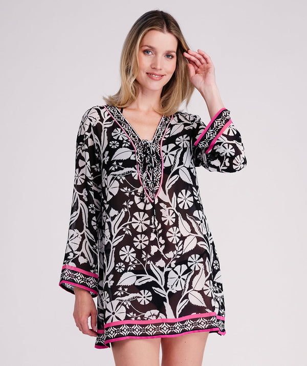 Mykonos Cover up - Black/White