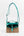 Side View: Turquoise Straw Handbag with Metallic PU Details