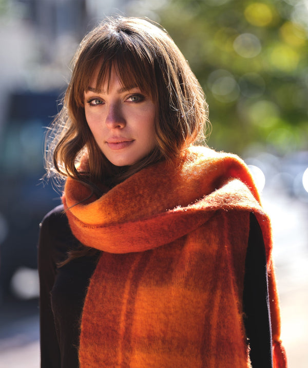 Vibrant Autumnal Blanket Scarf - Orange - Accessories, Orange/Red, Scarf, Winter Accessories, Zabella