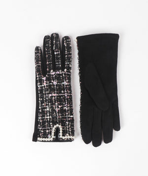 Boucle Tweed Gloves - Pastel/Black - Accessories, Black, Glove, Phoenix, Winter Accessories