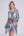 Blue Floral Printed Beach Kaftan with Short Sleeves