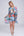 Blue Floral Printed Beach Kaftan with Short Sleeves