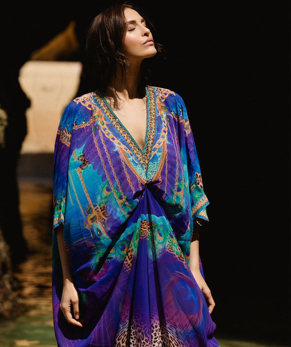 Rhodes Kaftan Beach Cover-up - Blue