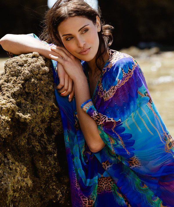 Rhodes Kaftan Beach Cover-up - Blue