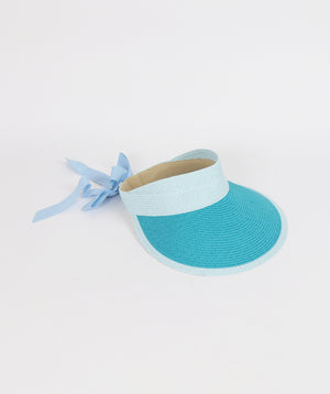 Blue/Turquoise Two Tone Straw Visor with UPF 50 Sun Protection