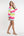 Side View: Multicoloured Rainbow Striped Beach Dress with Tie Belt