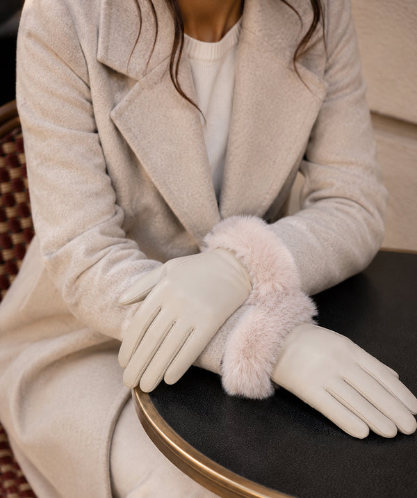 Roma – Lederhandschuhe mit Kunstpelzmanschette