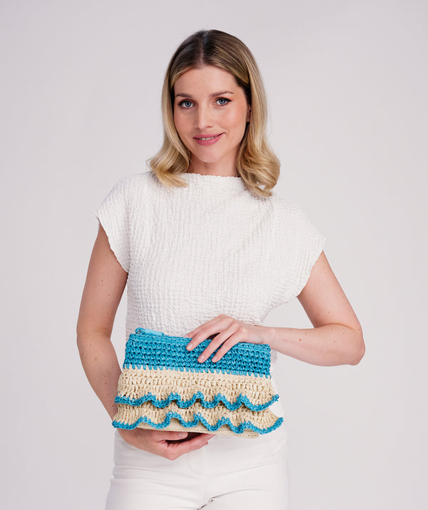 Sac à embrayage Saffira - Sable/Turquoise pâle