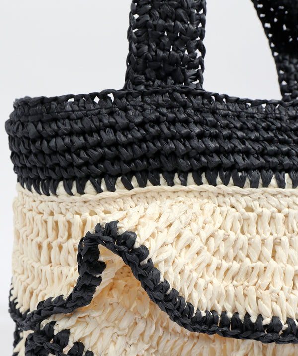 Close Up View: Sand/Black Ruffle Detail Bag with Crossbody Strap