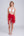 Red Fringed and Beaded Sarong with Tassels and Shell Beading