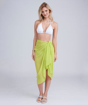 Lime Semi-Sheer Plain Sarong with Fuller Length.