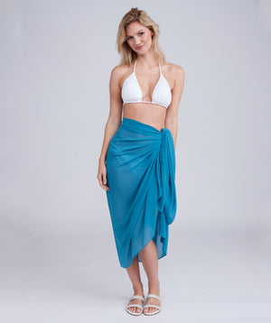 Sea Green Semi-Sheer Plain Sarong with Fuller Length.