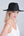 Black Wide Brim Straw Hat with Faux Leather Belt