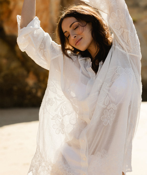 Sunniva Beach Shirt Cover-up - White