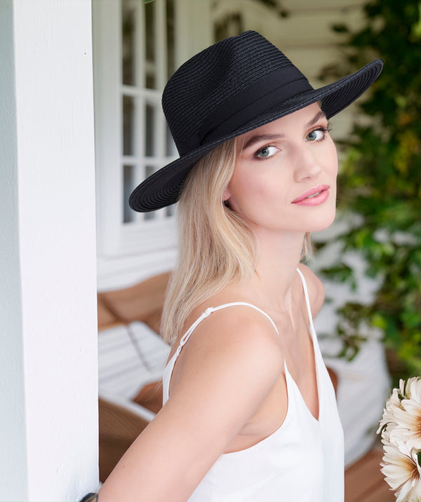 Tobago - Straw Fedora Hat with Ribbon Trim