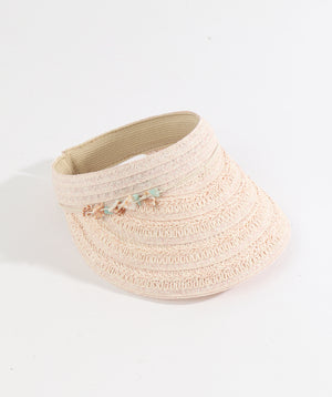 Blush Visor with Shell Bead Embellishment and Paper Straw