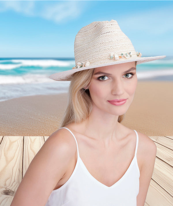 Vera - Shell Beaded Straw Fedora