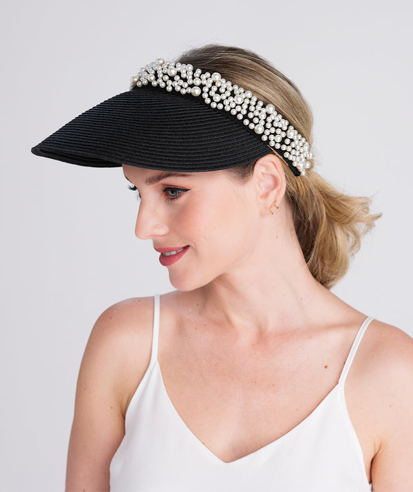 Verity - Pearl Trim Straw Visor