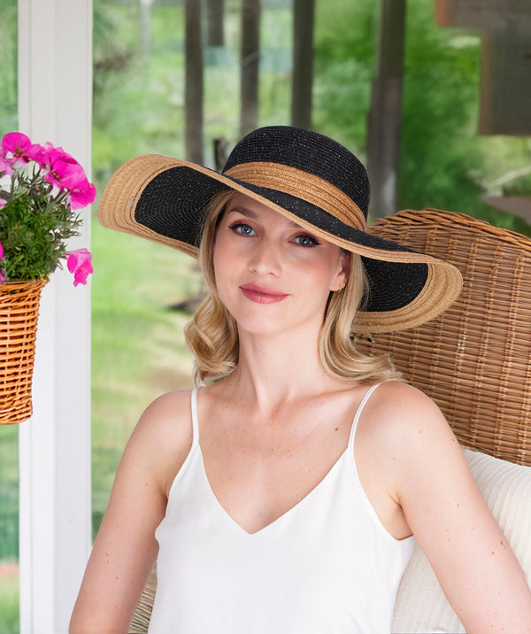 Victoria - Metallic Shimmer Wide Brim Straw Hat