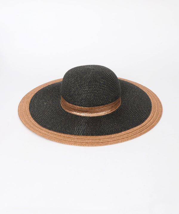 Victoria - Metallic Shimmer Wide Brim Straw Hat
