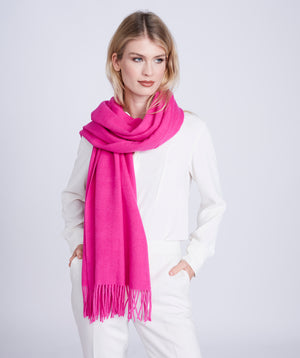 Pink Oversized Willow Scarf with Raw Edges