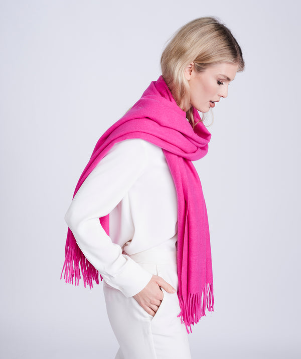 Pink Oversized Willow Scarf with Raw Edges