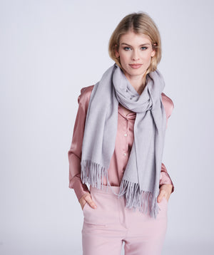 Silver Grey Oversized Oblong Scarf with Raw Edges