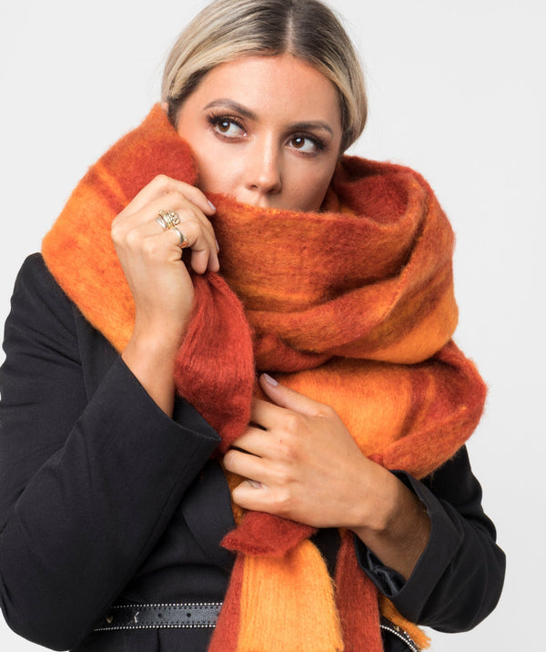 Vibrant Autumnal Blanket Scarf - Orange - Accessories, Orange/Red, Scarf, Winter Accessories, Zabella