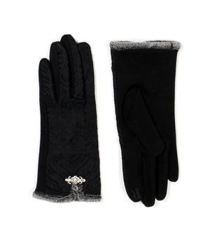 Textured Fabric Gloves - Black - Accessories, Black, Glove, Winter Accessories, Zelia