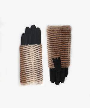 Striped Faux Fur Goves | Elegant Style, Great Value
