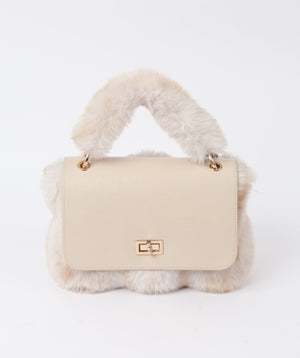 Honeycomb Faux Fur Bag with Twin Top Handles