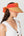 Natural/Orange Chiffon Belt Visor with Striking Contrast Design