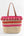 Natural and Pink Striped Tote Bag with Zip Closure and Interior Pockets