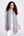 Silver Grey Checked Scarf with Knotted Fringes